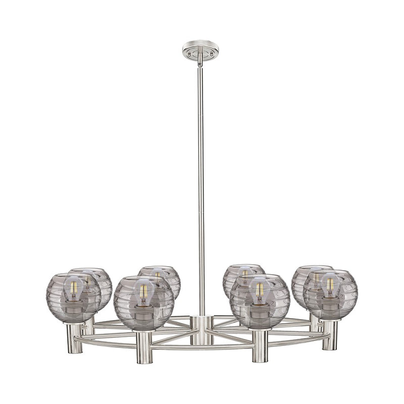 Innovations Crown Point 8Lt 36" Stem Chandelier, SN/Smoke - 434-8CR-SN-G1213-6SM