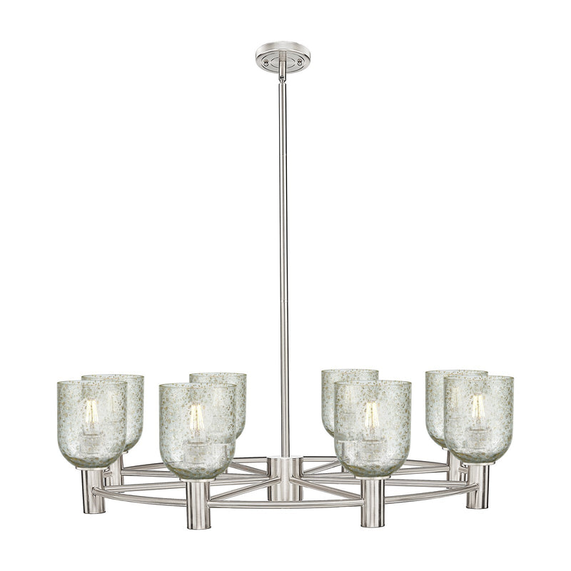 Innovations Caledonia 35in 8-Light Chandelier | Industrial Satin Nickel and Mica Glass | Dining Room & Foyer | Model 434-8CR-SN-G259
