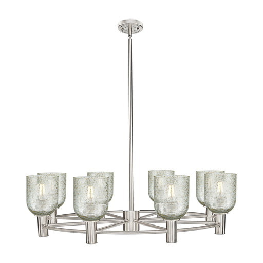 Innovations Caledonia 35in 8-Light Chandelier | Industrial Satin Nickel and Mica Glass | Dining Room & Foyer | Model 434-8CR-SN-G259