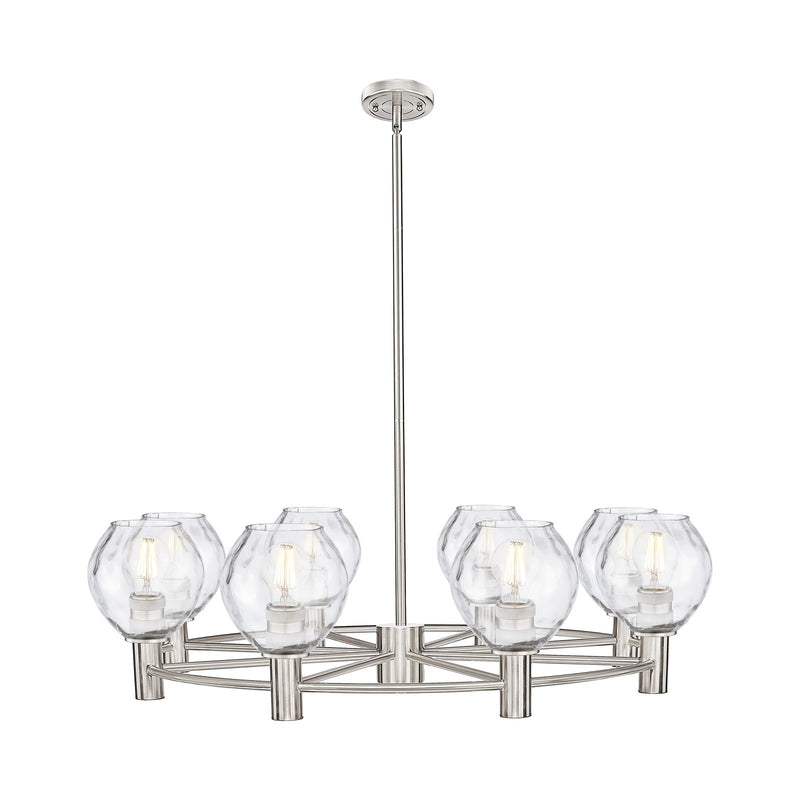 Innovations Waverly 36in 8-Light Chandelier | Industrial Satin Nickel and Clear Glass | Dining Room & Kitchen Island | Model 434-8CR-SN-G362