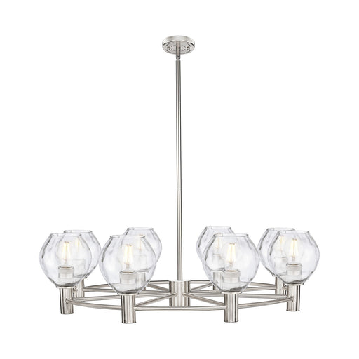 Innovations Waverly 36in 8-Light Chandelier | Industrial Satin Nickel and Clear Glass | Dining Room & Kitchen Island | Model 434-8CR-SN-G362