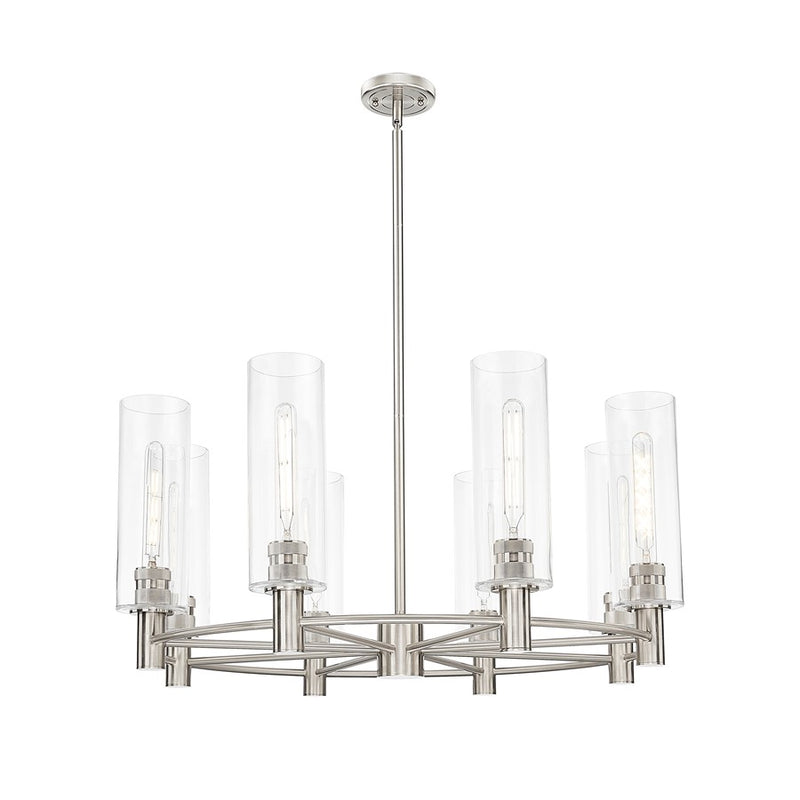Innovations Crown Point 8Lt 32" Stem Chandelier/12" SN/CL - 434-8CR-SN-G434-12CL