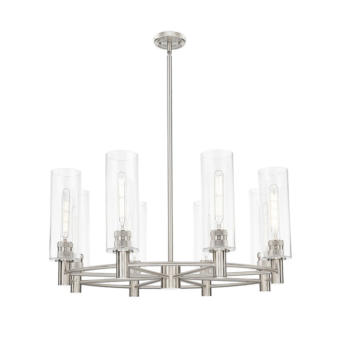 Innovations Crown Point 8Lt 32" Stem Chandelier/12" SN/CL - 434-8CR-SN-G434-12CL