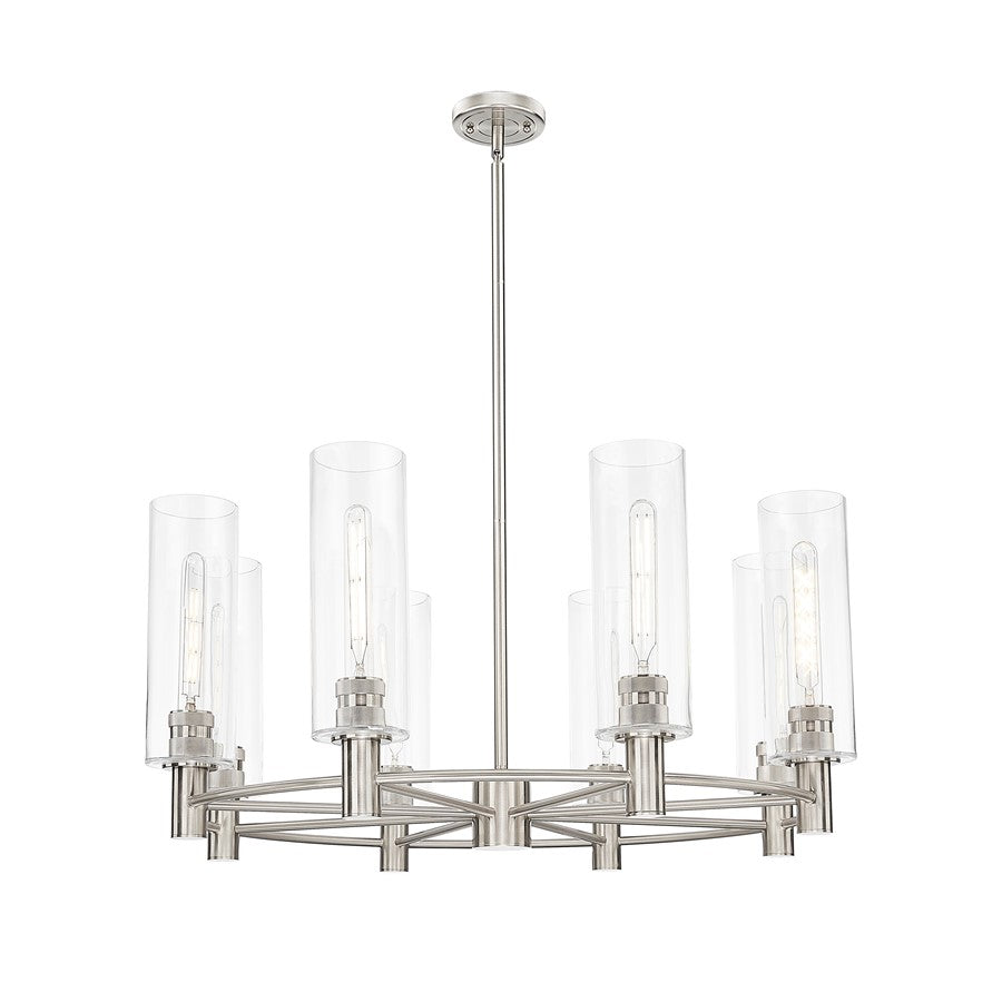 Innovations Crown Point 8Lt 32" Stem Chandelier/12" SN/CL - 434-8CR-SN-G434-12CL
