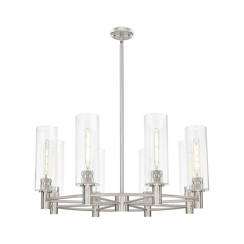 Innovations CP 8Lt 32" Stem Chandelier/12" SN/SD - 434-8CR-SN-G434-12SDY
