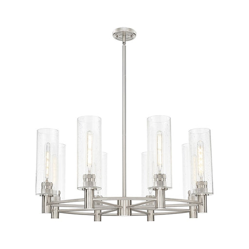 Innovations CP 8Lt 32" Stem Chandelier/12" SN/SD - 434-8CR-SN-G434-12SDY
