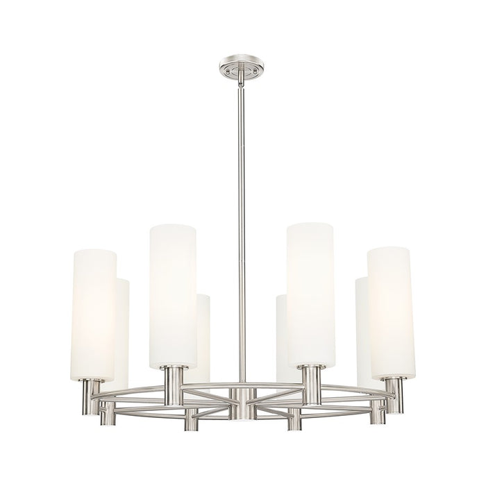 Innovations CP 8Lt 32" Stem Chandelier/12" SN/White - 434-8CR-SN-G434-12WH