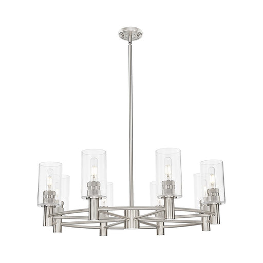 Innovations Crown Point 8Lt 32" Stem Chandelier/7" SN/CL - 434-8CR-SN-G434-7CL