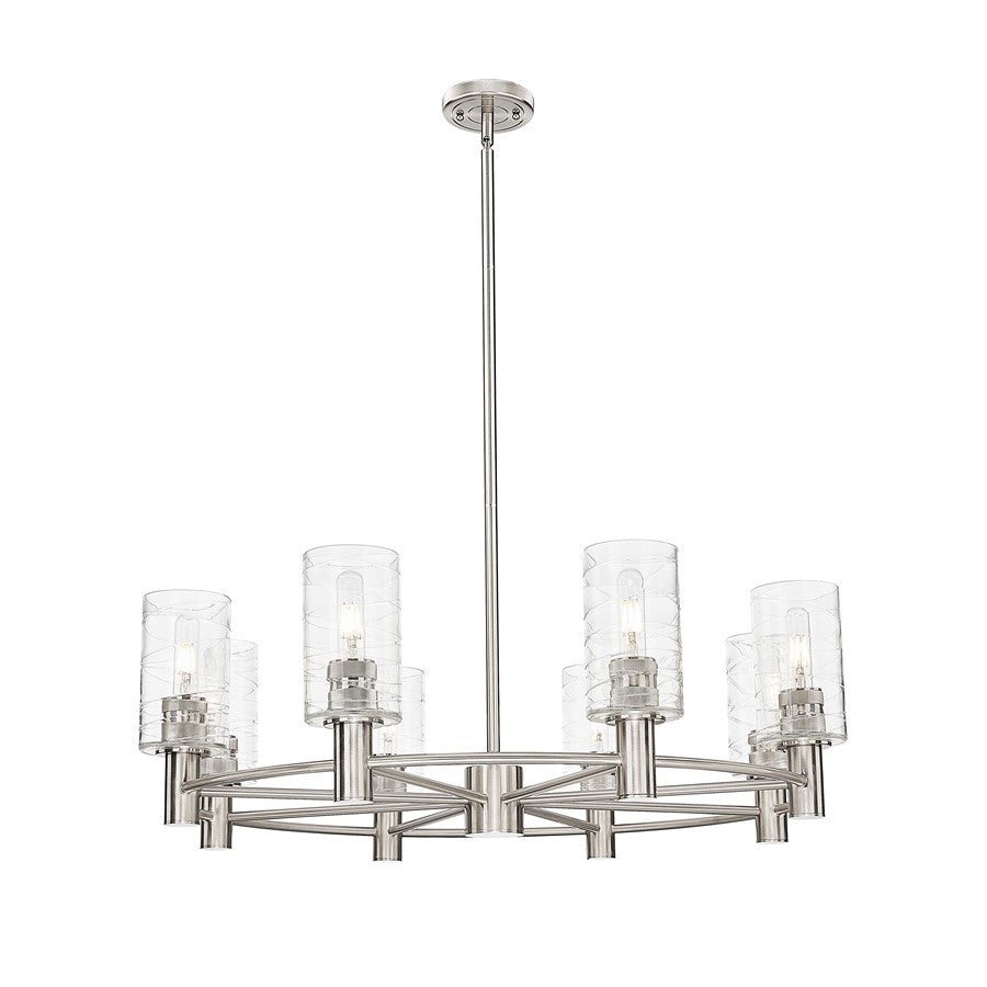 Innovations Crown Point 8Lt 32" Stem Chandelier/7" SN/SD - 434-8CR-SN-G434-7SDY