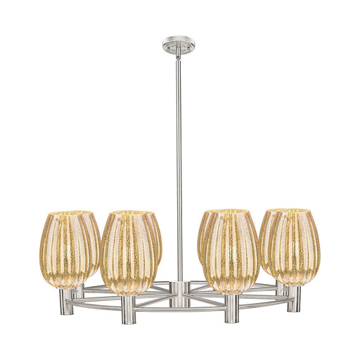 Innovations Preston Flute 36in 8-Light Chandelier | Industrial Satin Nickel and Mercury Glass | Dining Room & Living Room | Model 434-8CR-SN-G457-6ME