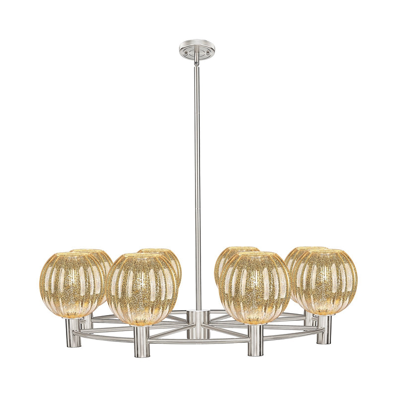 Innovations Preston Globe 37in 8-Light Chandelier | Industrial Satin Nickel and Mercury Glass | Dining Room & Living Room | Model 434-8CR-SN-G458-7ME