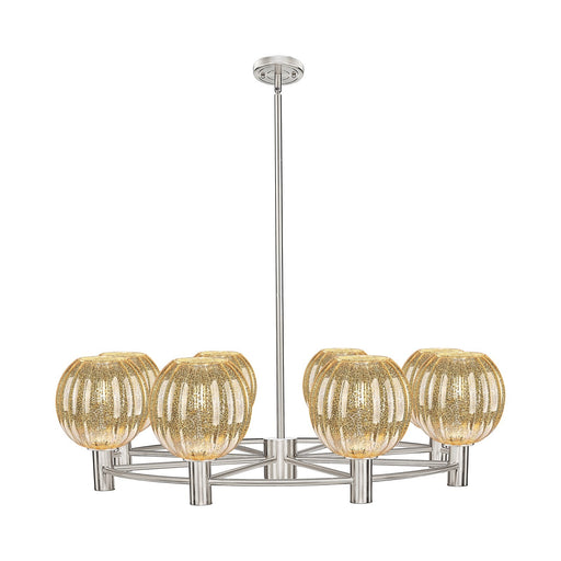 Innovations Preston Globe 37in 8-Light Chandelier | Industrial Satin Nickel and Mercury Glass | Dining Room & Living Room | Model 434-8CR-SN-G458-7ME