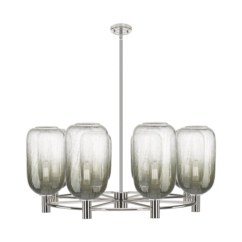 Innovations Brookhaven Cloche 36in 8-Light Chandelier | Industrial Satin Nickel and Slate Glass | Dining Room & Living | Model 434-8CR-SN-G482-7SL