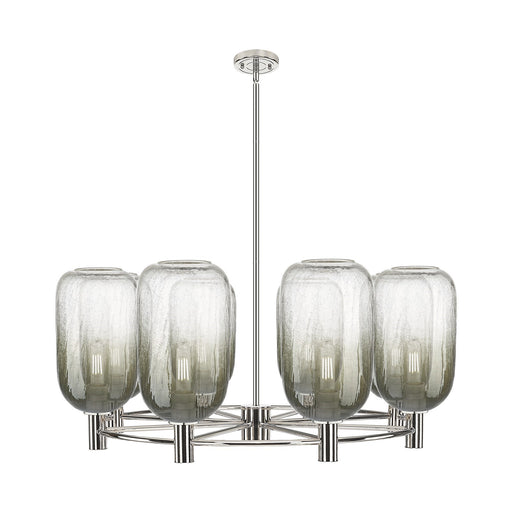 Innovations Brookhaven Cloche 36in 8-Light Chandelier | Industrial Satin Nickel and Slate Glass | Dining Room & Living | Model 434-8CR-SN-G482-7SL