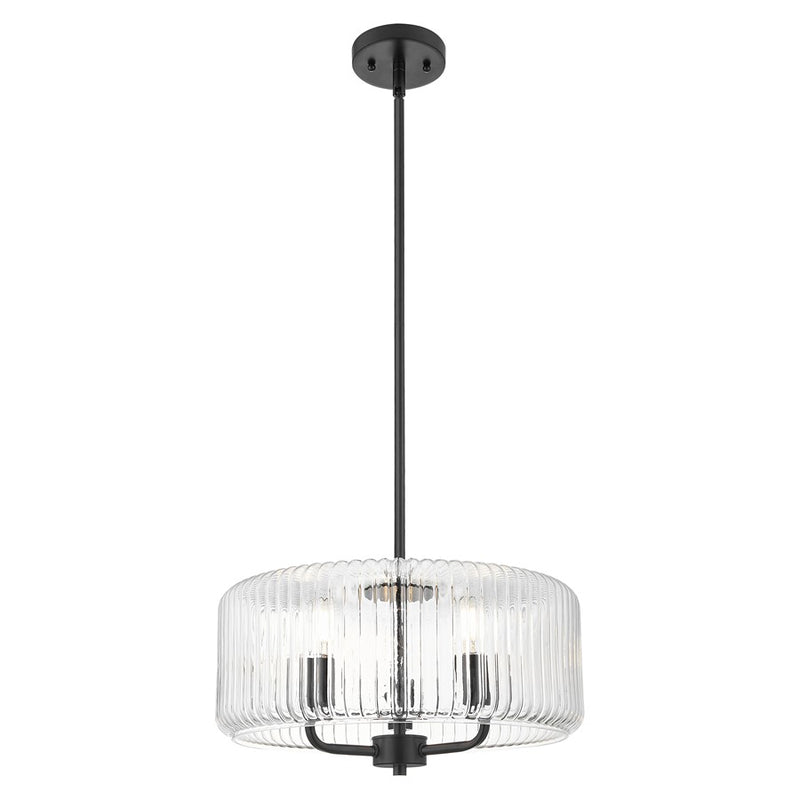 Innovations Windsor 3Lt 16" Stem Pendant, Black/Clear - 436-3S-BK-G436-16CL