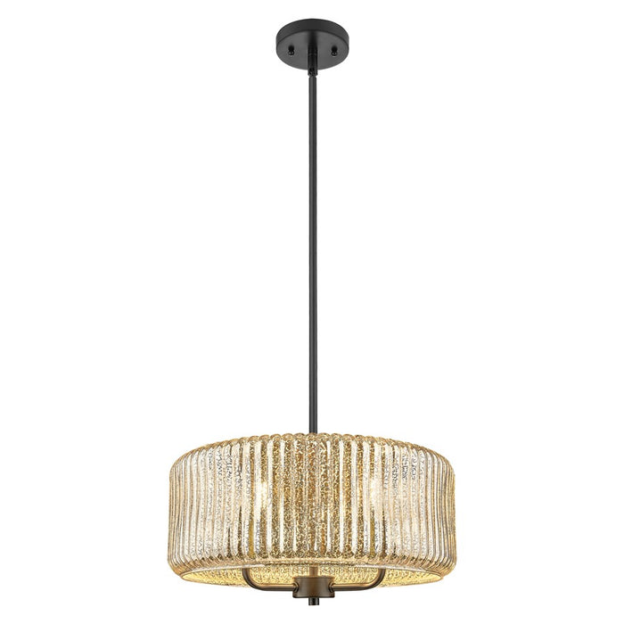Innovations Windsor 3Lt 16" Stem Pendant, Black/Mercury - 436-3S-BK-G436-16ME