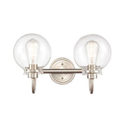 Innovations Lighting Olivia 17in 2-Light Bathroom Vanity Light | Mid-Century Modern Satin Nickel and Clear Glass | Bathroom Vanity & | Model 437-2W-SN-CL