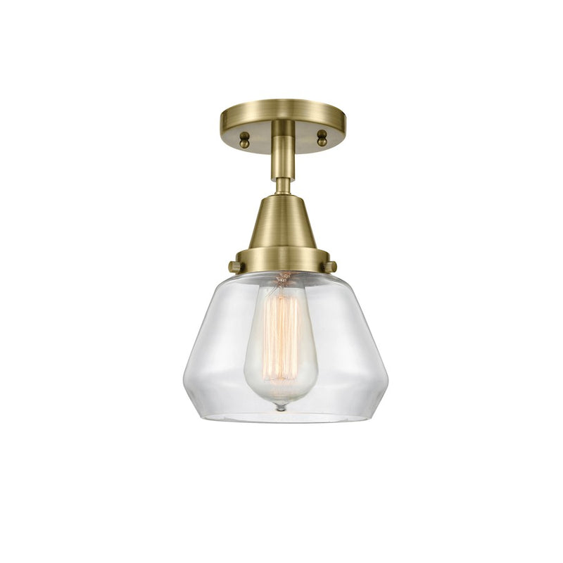 Innovations Fulton 1 Light Flush Mount, Antique Brass/Clear - 447-1C-AB-G172