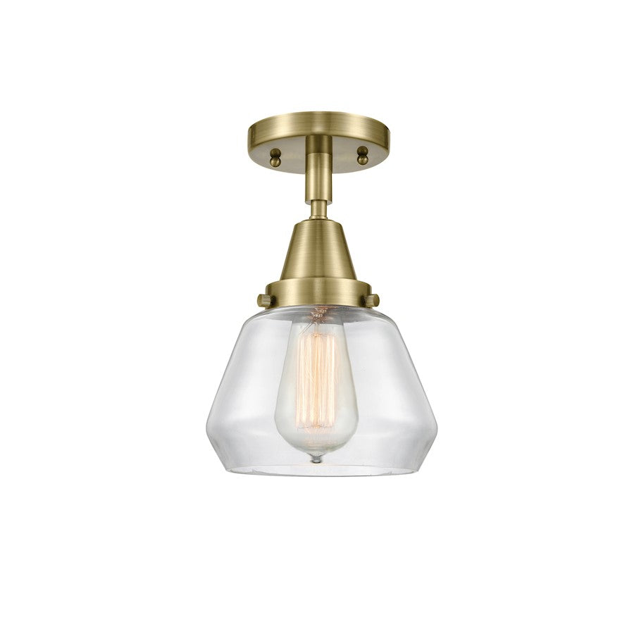 Innovations Fulton 1 Light Flush Mount, Antique Brass/Clear - 447-1C-AB-G172