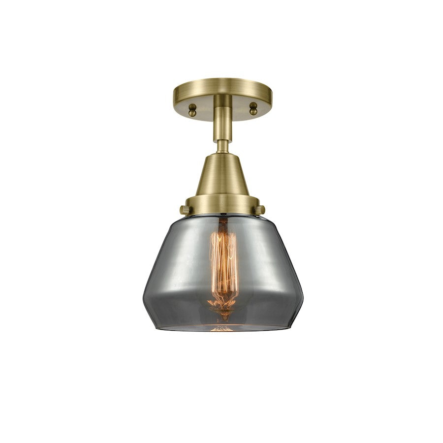 Innovations Fulton 1 Light Flush Mount, Brass/Plated Smoke - 447-1C-AB-G173