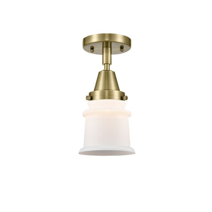 Innovations Canton 1 Light 5" Flush Mount, Brass/Matte White - 447-1C-AB-G181S