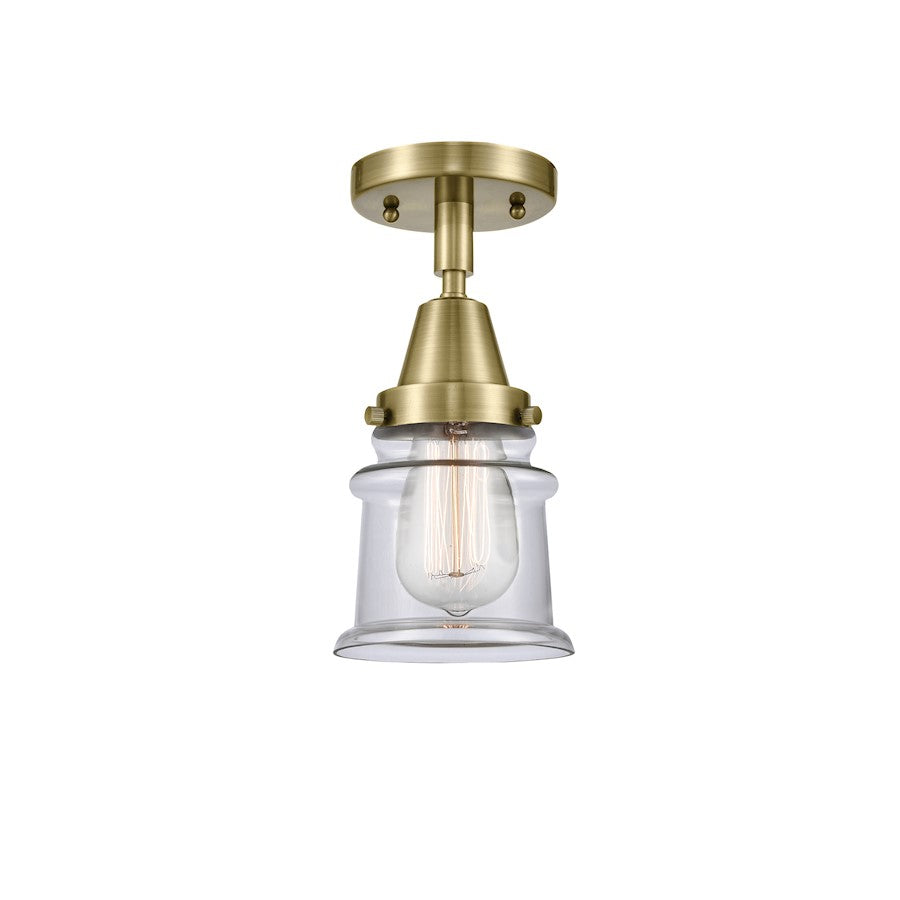 Innovations Canton 1 Light 5" Flush Mount, Antique Brass/Clear - 447-1C-AB-G182S