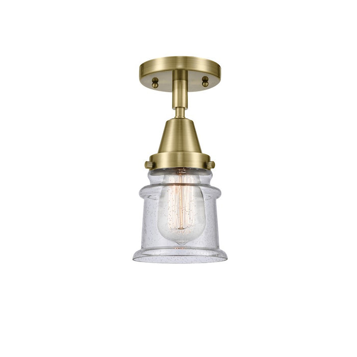 Innovations Canton 1 Light 5" Flush Mount, Antique Brass/Seedy - 447-1C-AB-G184S