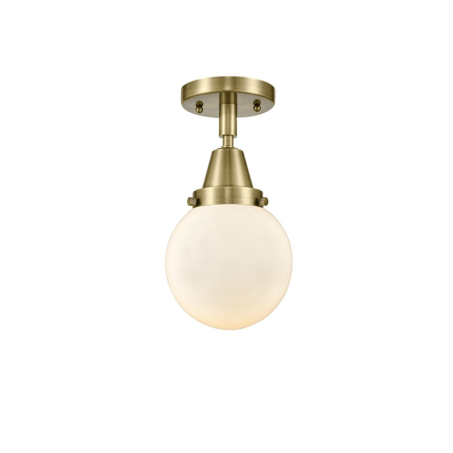 Innovations Caden Beacon 1Lt 6" Flush, Antique Brass/White - 447-1C-AB-G201-6