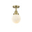 Innovations Caden Beacon 1Lt 6" LED Flush, AB/White - 447-1C-AB-G201-6-LED