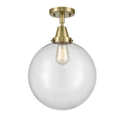 Innovations Caden Beacon 1Lt 12" Flush, Antique Brass/Clear - 447-1C-AB-G202-12