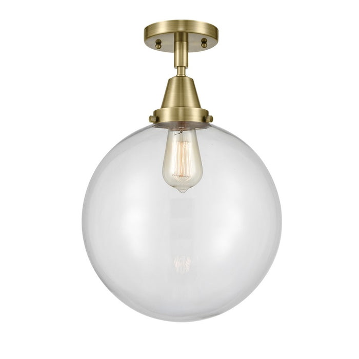 Innovations Caden Beacon 1Lt 12" LED Flush, AB/Clear - 447-1C-AB-G202-12-LED