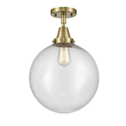 Innovations Caden Beacon 1Lt 12" LED Flush, AB/Seed - 447-1C-AB-G204-12-LED