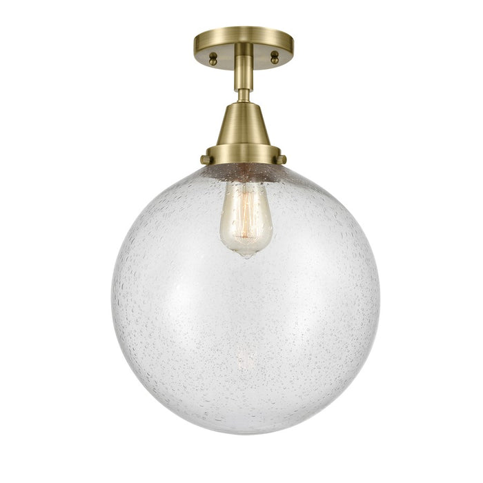 Innovations Caden Beacon 1Lt 12" LED Flush, AB/Seed - 447-1C-AB-G204-12-LED