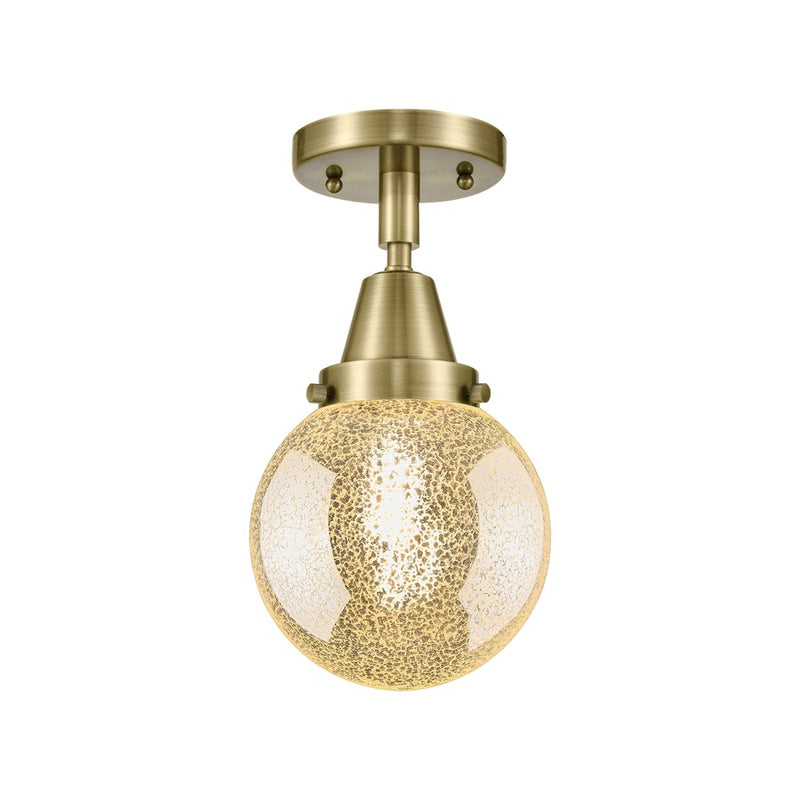 Innovations Caden Beacon 1Lt 6" Flush, Antique Brass/Mercury - 447-1C-AB-G208-6
