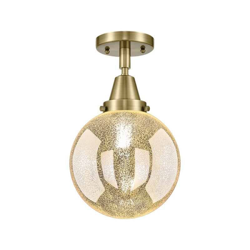 Innovations Caden Beacon 1Lt 8" Flush, Antique Brass/Mercury - 447-1C-AB-G208-8