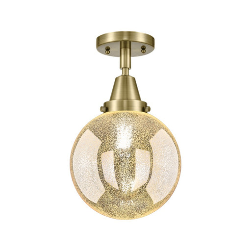 Innovations Caden Beacon 1Lt 8" Flush, Antique Brass/Mercury - 447-1C-AB-G208-8