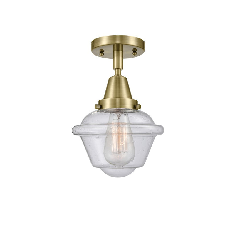 Innovations Oxford 1 Light Flush Mount, Antique Brass/Seedy - 447-1C-AB-G534