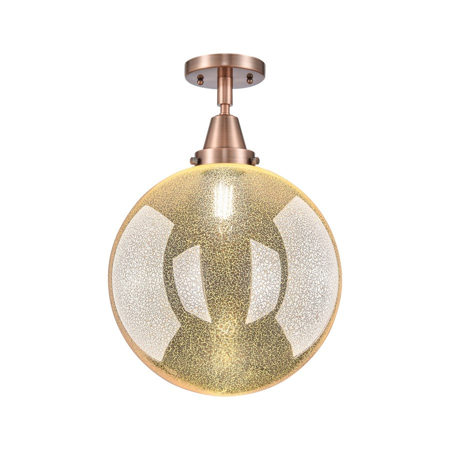 Innovations Caden Beacon 1Lt 12" Flush Mount, Copper/Mercury - 447-1C-AC-G208-12