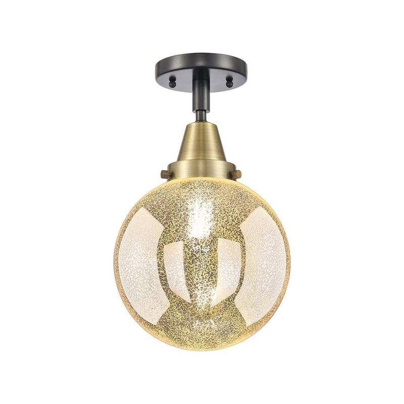 Innovations Caden Beacon 1Lt 8" Flush, Black Brass/Mercury - 447-1C-BAB-G208-8