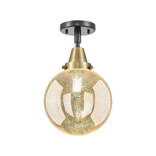 Innovations Caden Beacon 1Lt 8" Flush, Black Brass/Mercury - 447-1C-BAB-G208-8