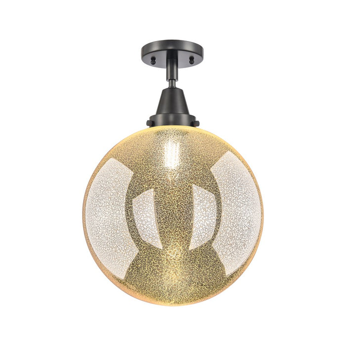 Innovations Caden Beacon 1Lt 12" Flush Mount, Black/Mercury - 447-1C-BK-G208-12