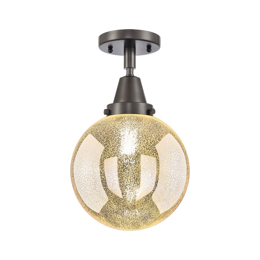 Innovations Caden Beacon 1Lt 8" Flush Mount, Bronze/Mercury - 447-1C-OB-G208-8