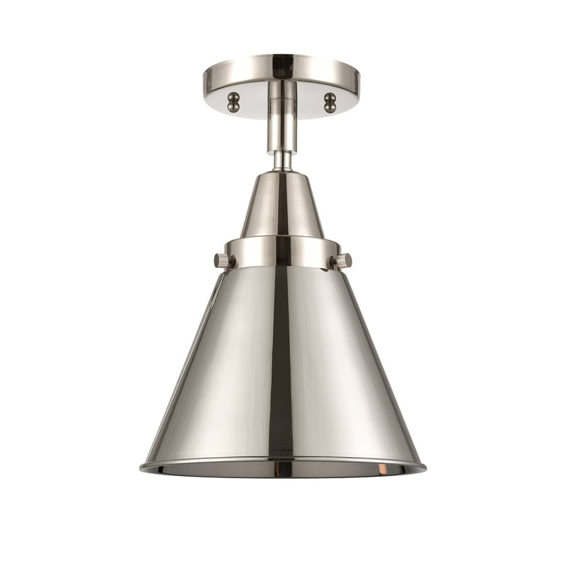 Innovations Appalachian 8in 1-Light Semi-Flush | Traditional Polished Nickel and Polished Nickel Metal Shade | Entryway | Model 447-1C-PN-M13-PN-LED