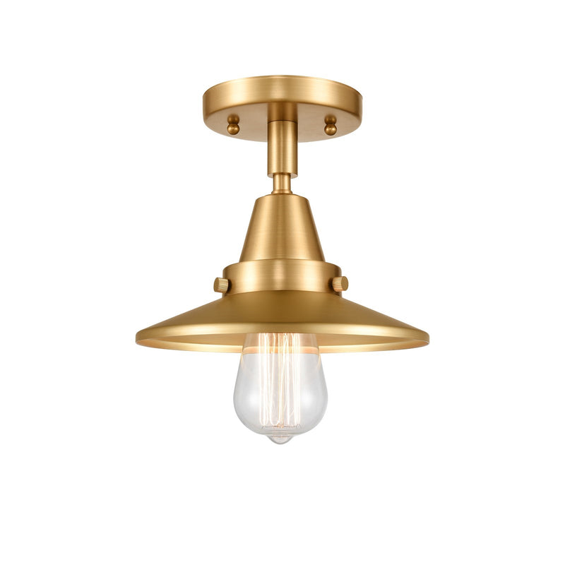 Innovations Railroad 8in 1-Light Semi-Flush | Industrial Satin Gold and Satin Gold Metal Shade | Entryway & Hallway | Model 447-1C-SG-M4-LED