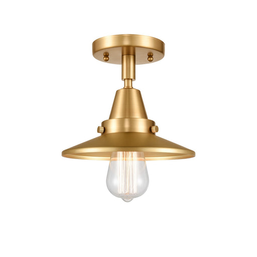Innovations Railroad 8in 1-Light Semi-Flush | Industrial Satin Gold and Satin Gold Metal Shade | Entryway & Hallway | Model 447-1C-SG-M4-LED