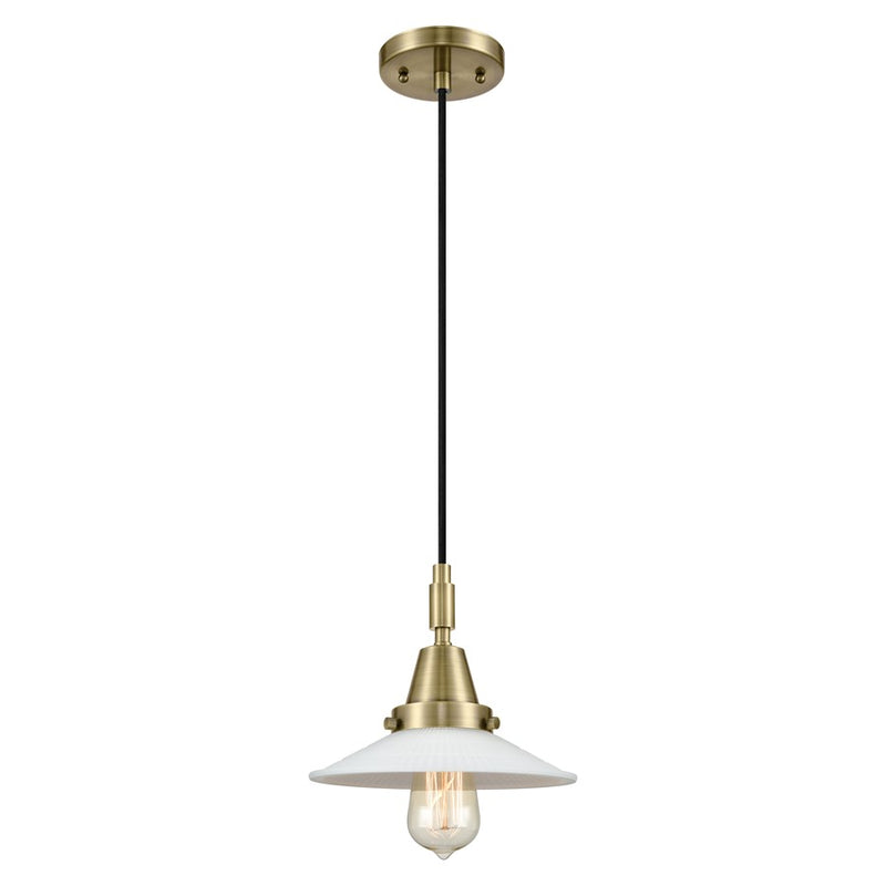 Innovations Caden 1Lt 9" Cord Mini Pendant, Antique Brass/White - 447-1P-AB-G1
