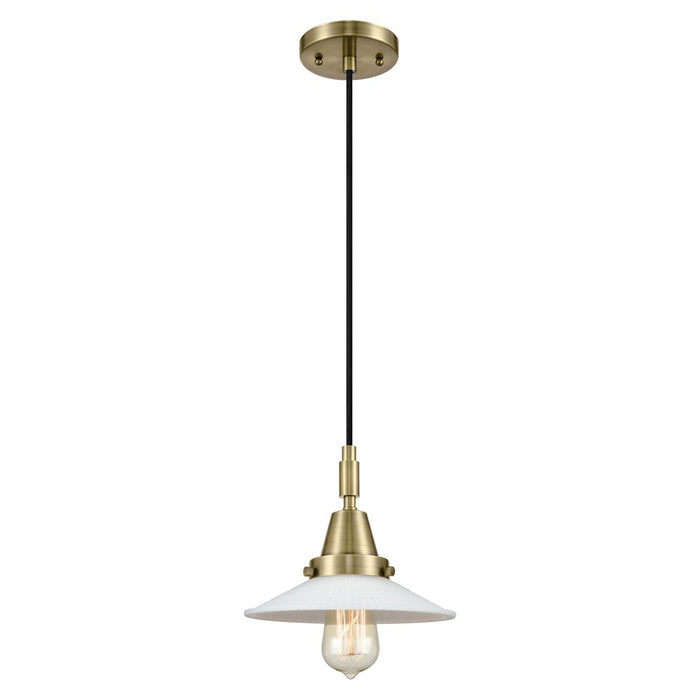 Innovations Caden 1Lt 9" Cord Mini Pendant, Antique Brass/White - 447-1P-AB-G1