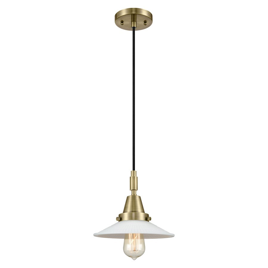 Innovations Caden 1Lt 9" Cord Mini Pendant, Antique Brass/White - 447-1P-AB-G1