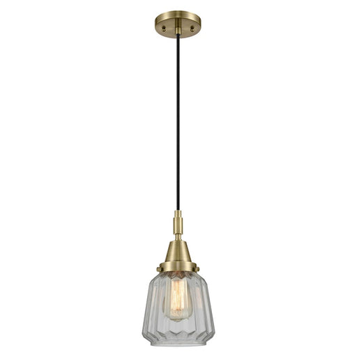 Innovations Caden Chatham 7" Cord Mini Pendant, AB/Clear - 447-1P-AB-G142
