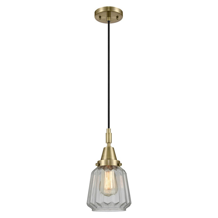 Innovations Caden Chatham 7" Cord Mini Pendant, AB/Clear - 447-1P-AB-G142